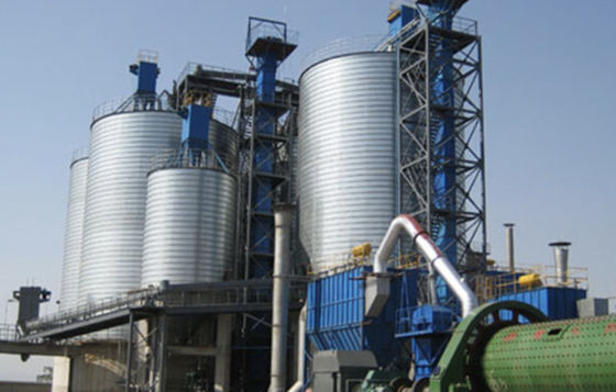 Silos de matières premières galvanisées Silos granulaires en acier inoxydable avec toit conique